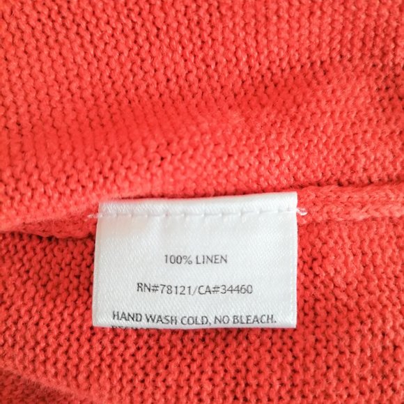 Eileen Fisher Womens Coral Red Open Front Cardigan Sweater Plus Size 1X Linen - Picture 6 of 7